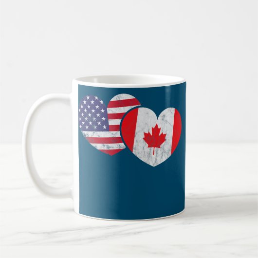 Amerika Canada Heart Flag American Canada Koffiemok (Links)