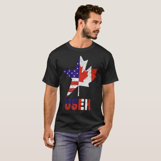 Amerika Canada Vlag Amerikaans Canada Verenigde St T-shirt (Voorkant volledig)