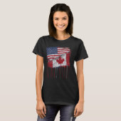 Amerika Canada Vlaggen Half Amerikaans Half Canade T-shirt (Voorkant volledig)