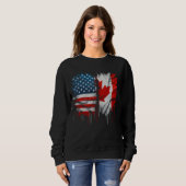 Amerika Canada Vlaggen Half Amerikaans Half Canade Trui (Voorkant volledig)