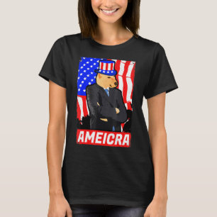 Amerika Cheems Shiba Dog Dank 4 juli Vlag VS T-shirt