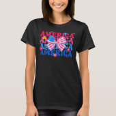 Amerika coquette boog bloemen4th van juli patriott t-shirt (Voorkant)