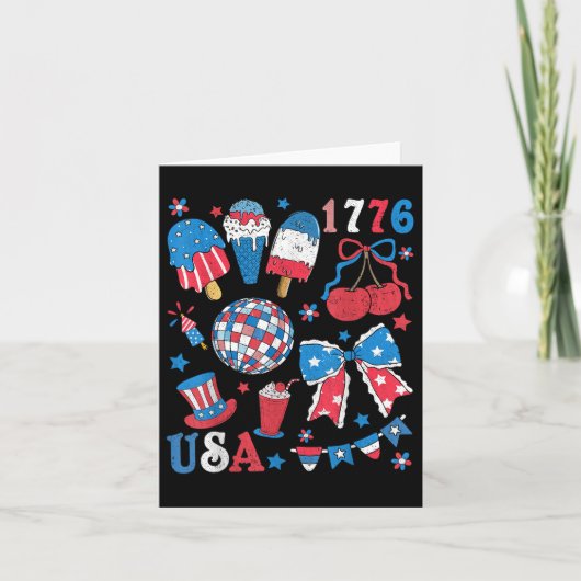 Amerika Coquette Bow USA Patriottisch 4 juli Kind Kaart (Voorkant)