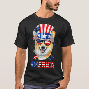 Amerika Corgi Dog 4 juli Verenigde Staten T-shirt