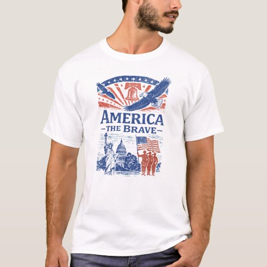 Amerika De Dappere Patriottische Hulde T-shirt (Voorkant)
