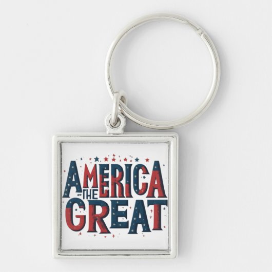 Amerika de Grote - Premium Square Sleutelhanger (Voorkant)