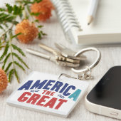 Amerika de Grote - Vierkante Sleutelhanger (Voorkant Rechts)