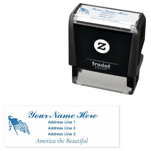 Amerika de prachtige naam Adres Stamp 4 lijnen Zelfinktende Stempel (In situ)