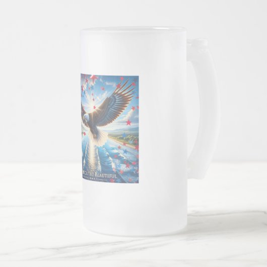 Amerika de prachtige Patriottische Adelaar Frosted Matglas Bierpul (Voorkant rechts)