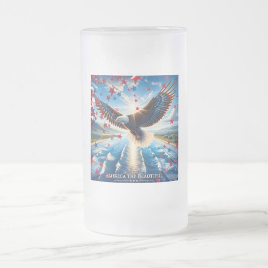 Amerika de prachtige Patriottische Adelaar Frosted Matglas Bierpul (Center)