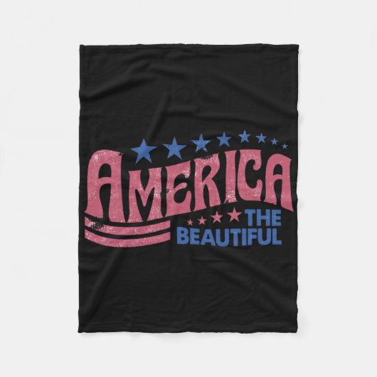 Amerika De prachtige Retro -Amerikaanse 4de O Fleece Deken (Voorkant)