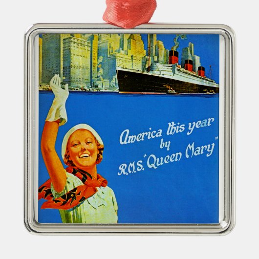 Amerika Dit jaar door RMS Queen Mary Metalen Ornament (Voorkant)
