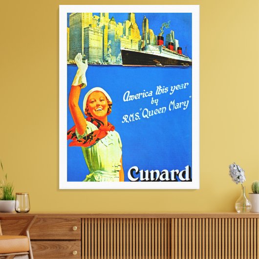 Amerika dit jaar door RMS Queen Mary ~ XL Canvas Afdruk (Insitu (Woonkamer))