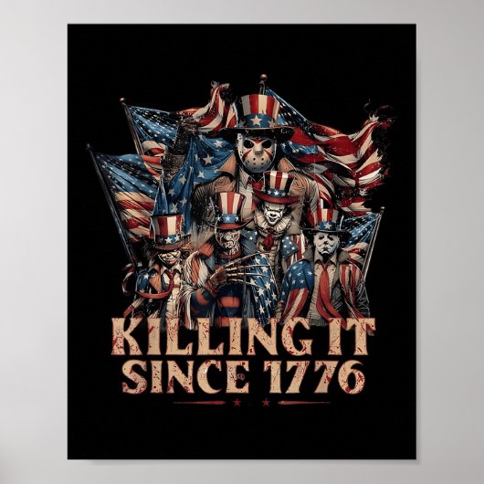 Amerika Doet Het Sinds 1776 Vlag 4 Juli Poster (Voorkant)