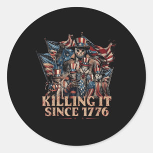 Amerika Doet Het Sinds 1776 Vlag 4 Juli Ronde Sticker