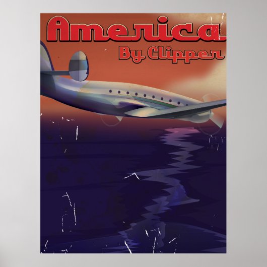 Amerika door Clipper vintage-poster Poster (Voorkant)