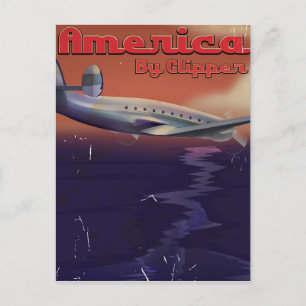Amerika door Clipper vintage reisposter Briefkaart
