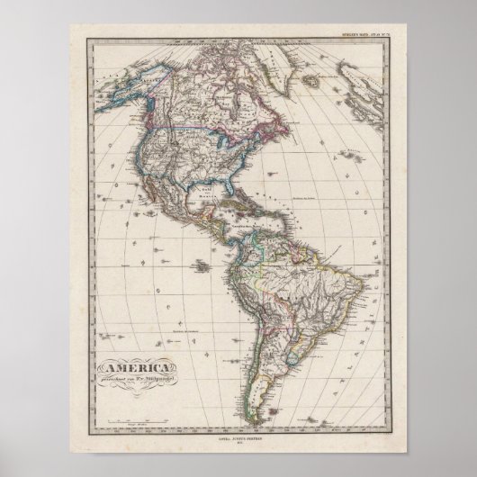 Amerika door Stieler Poster (Voorkant)