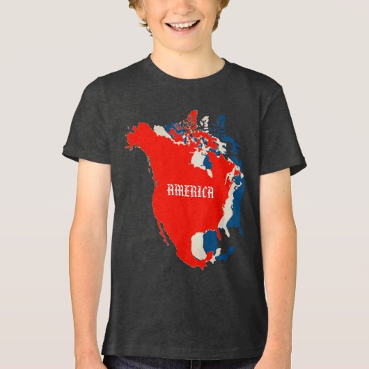 AMERIKA DRIE KLEUREN Tri-Blend SHIRT (Voorkant)