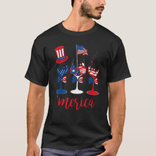 Amerika Drink wijnglazen 4 juli T-shirt