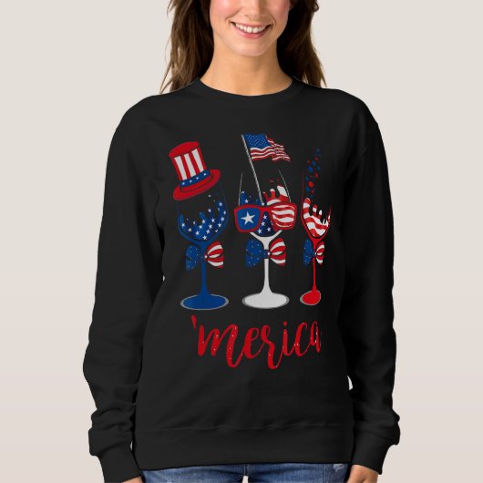 Amerika Drink wijnglazen 4 juli Trui (Voorkant)