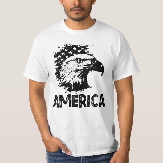 Amerika, Eagle Flag USA Mannen T-shirt (Voorkant)
