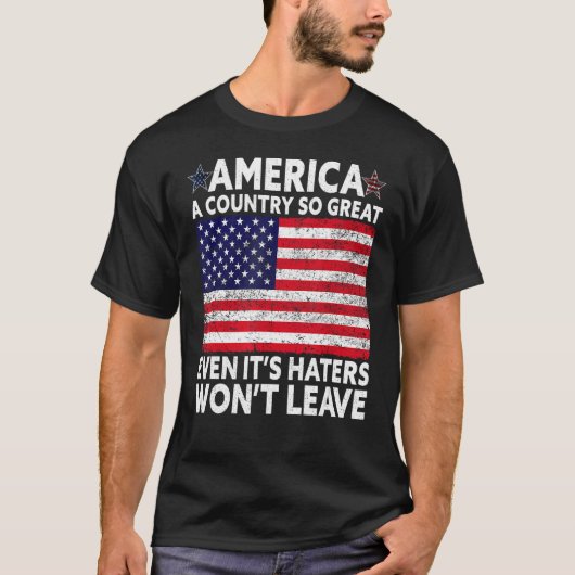 Amerika, een land zo geweldig grappig US Flag Retr T-shirt (Voorkant)