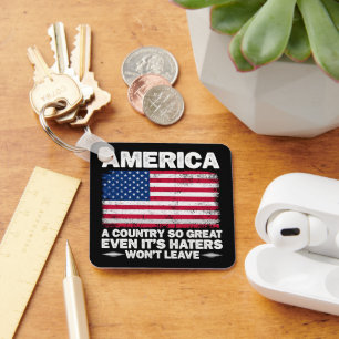 Amerika een land zo groot Amerikaanse vlag gepensi Sleutelhanger
