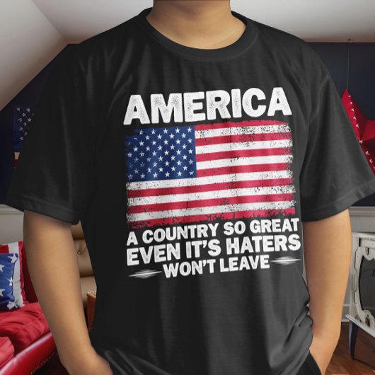 Amerika een land zo groot Amerikaanse vlag gepensi T-shirt