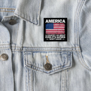 Amerika een land zo groot Amerikaanse vlag gepensi Vierkante Button 5,1 Cm