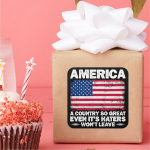 Amerika een land zo groot Amerikaanse vlag gepensi Vierkante Sticker