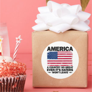 Amerika een land zo groot Vlag Veteranen Dag Ronde Sticker