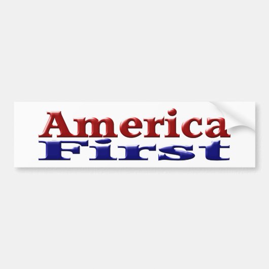 Amerika Eerst met rode en blauwe tekst Bumpersticker (Voorkant)