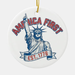 AMERIKA EERST - Opgericht in 1776 Keramisch Ornament