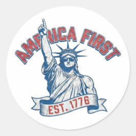 AMERIKA EERST - Opgericht in 1776 Ronde Sticker