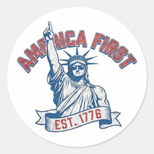 AMERIKA EERST - Opgericht in 1776 Ronde Sticker (Voorkant)