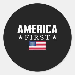 Amerika Eerste Amerikaanse vlag Ronde Sticker