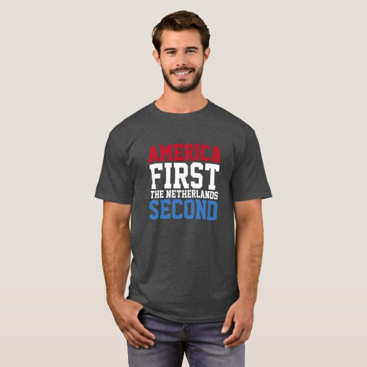 Amerika eerste Nederland tweede T-shirt (Voorkant volledig)