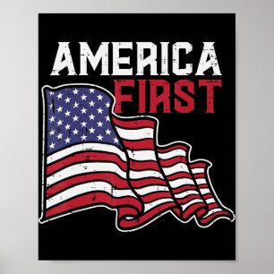 Amerika eerste viering Amerikaanse vlag vierde dag Poster