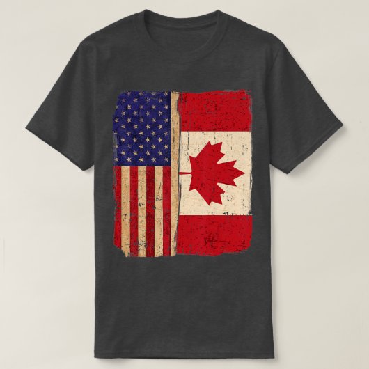 Amerika en Canada Vlag Roots Race Citizen Canadia T-shirt (Design voorkant)