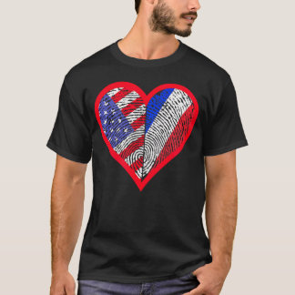 Amerika en Frankrijk TCcountries One Heart T-shirt