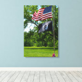 Amerika en KNELVlaggen Canvas Afdruk (Insitu (Houten vloer))