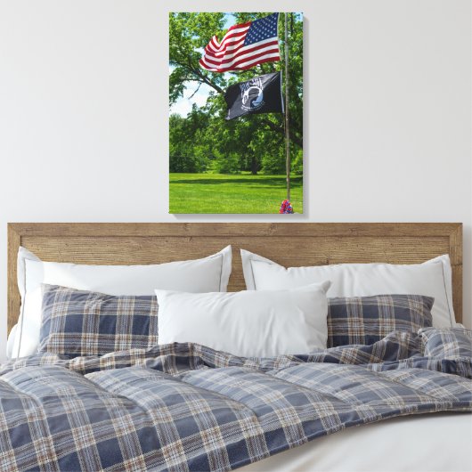 Amerika en KNELVlaggen Canvas Afdruk (Insitu (Slaapkamer))