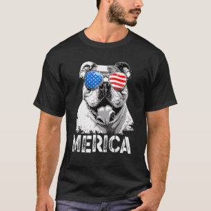 Amerika Engelse buldog Patriottische Amerikaanse v T-shirt