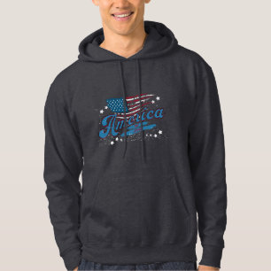 Amerika Est. 1776 - Distressed Flag & Stars Hoodie