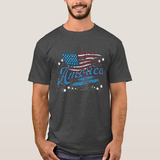 Amerika Est. 1776 - Distressed Flag & Stars T-shirt (Voorkant)