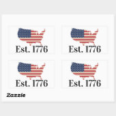Amerika Est. 1776 Patriottische vlag Rechthoekige Sticker (Vel)