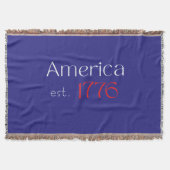 Amerika est 1776 Typografie 4 juli Blauw Deken (Voorkant)