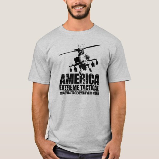 Amerika Extreme Tactiek - Apache Helikopter T-shirt (Voorkant)