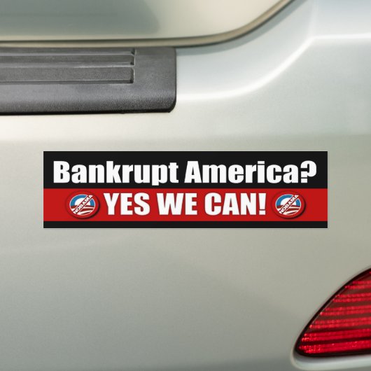 Amerika failliet laten gaan? Ja, dat kunnen we. Bumpersticker (Op auto)